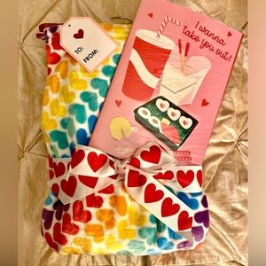 Valentines Rainbow Heart Throw Blanket